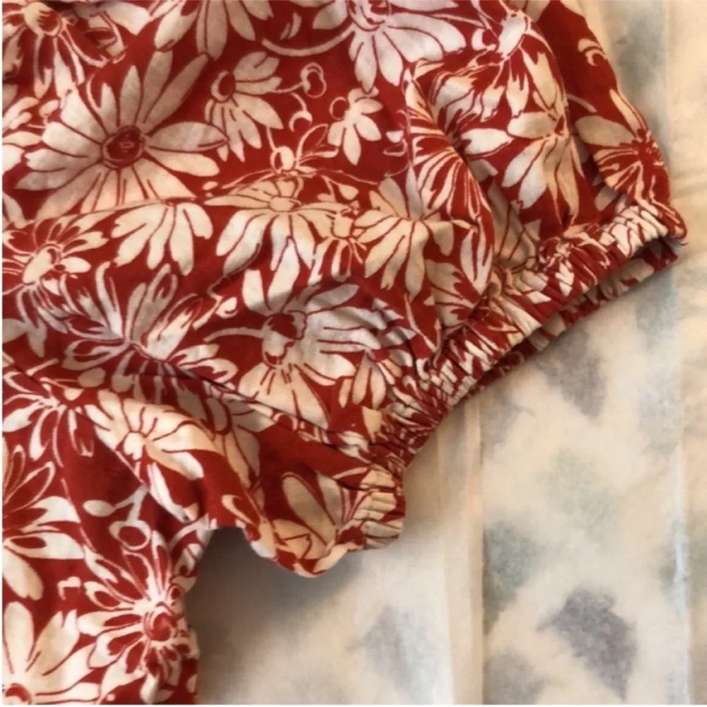Madewell XSmall Anita Abstract Floral Roasted Squash Linen Blend Wrap NWT
